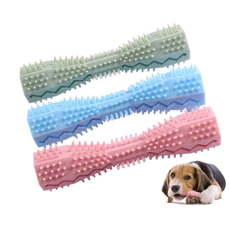 Durable Dog Toothbrush Chew Toy – Soft Rubber Dental Cleaning Stick for Pets