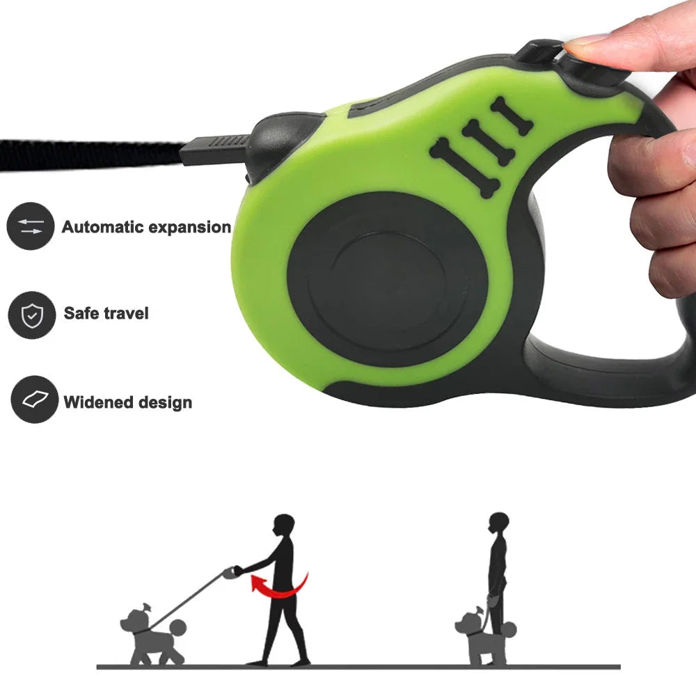 3M/5M Retractable Dog Leash – Automatic Nylon Lead for Dogs