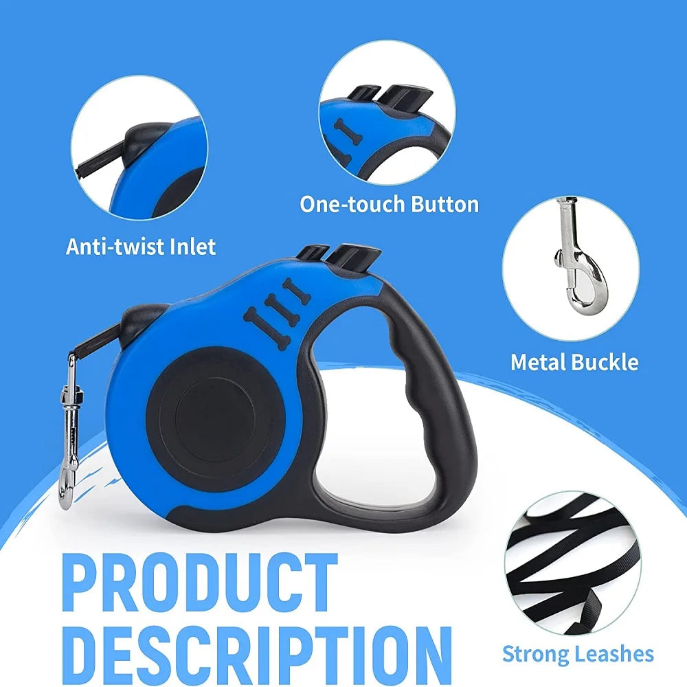 3M/5M Retractable Dog Leash – Automatic Nylon Lead for Dogs