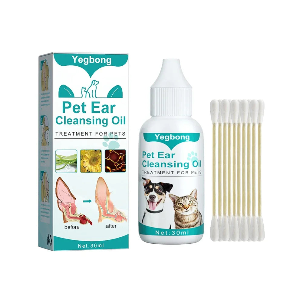 30ml Pet Ear Cleaning Solution – Mite & Odor Removal for Dogs & Cats