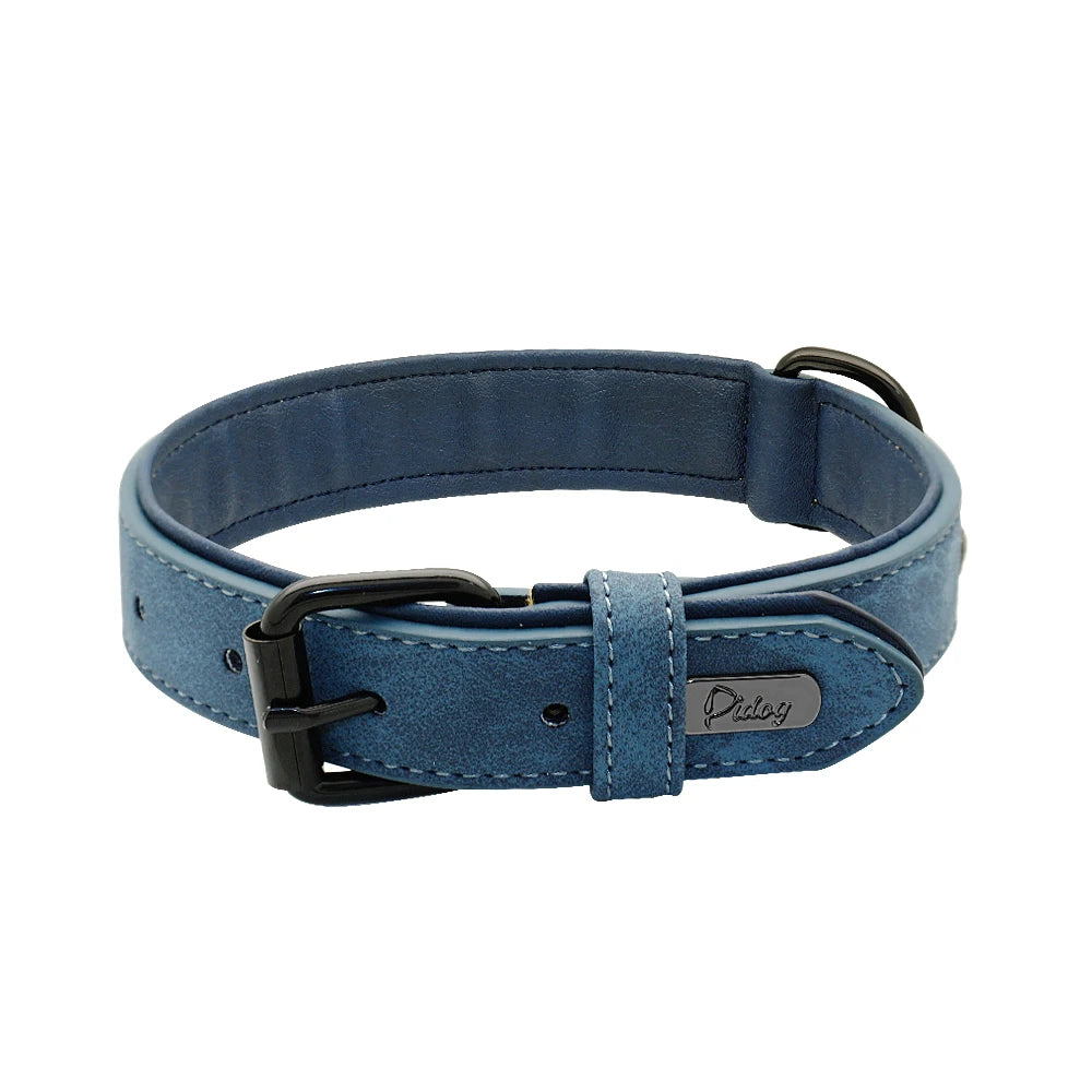 Durable Leather Dog Collar – Soft Padded Collar for Large Breeds
