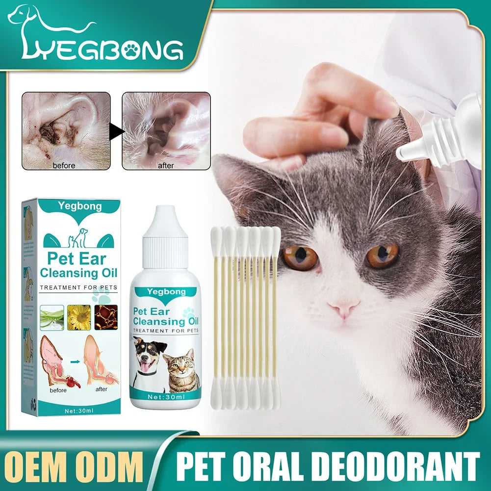 30ml Pet Ear Cleaning Solution – Mite & Odor Removal for Dogs & Cats