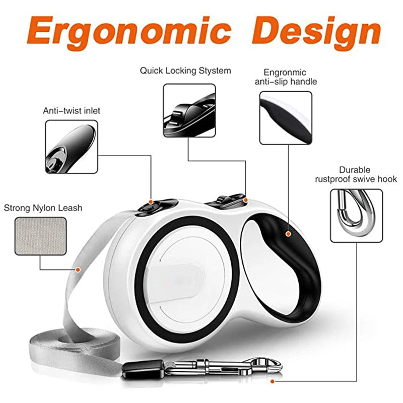 Durable Retractable Dog Leash – 3M/5M/8M Automatic Extendable Lead for Small to Large Dogs