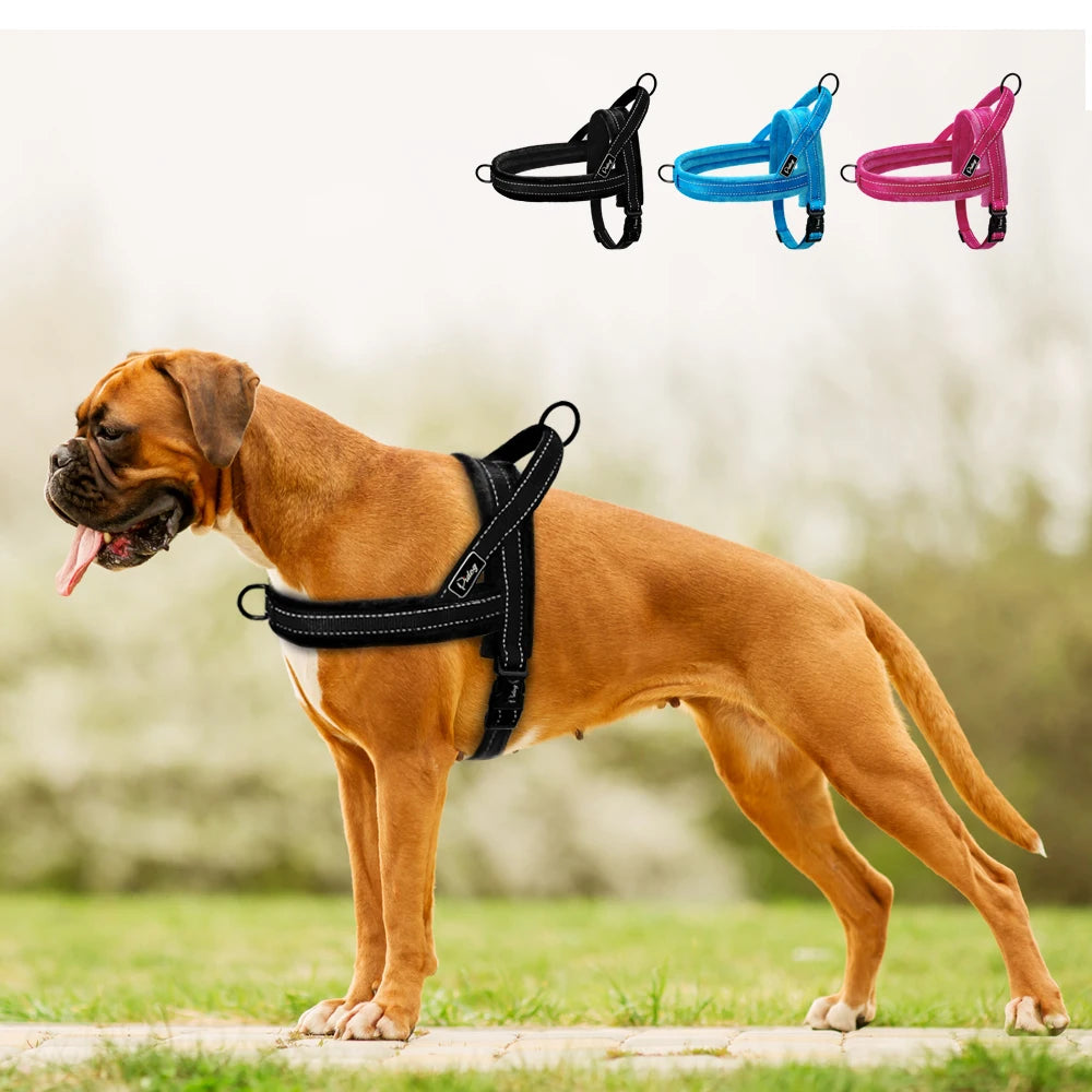 Reflective No-Pull Nylon Dog Harness – Padded Vest for Small to Large Dogs