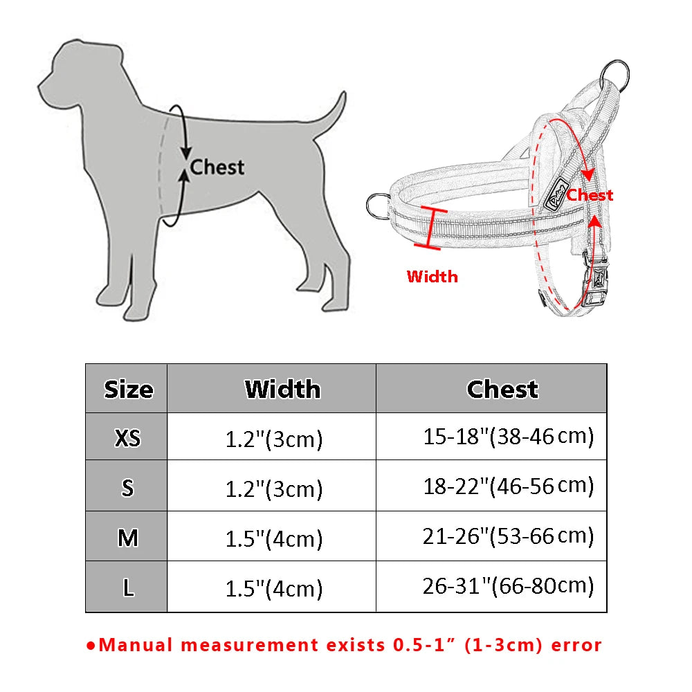 Reflective No-Pull Nylon Dog Harness – Padded Vest for Small to Large Dogs