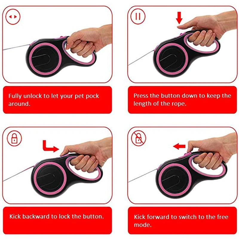 Durable Retractable Dog Leash – 3M/5M/8M Automatic Extendable Lead for Small to Large Dogs