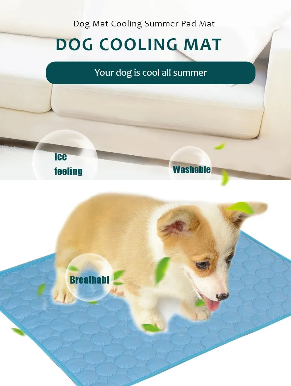 Cooling Summer Dog Mat – Breathable, Washable Pet Pad for Home & Travel