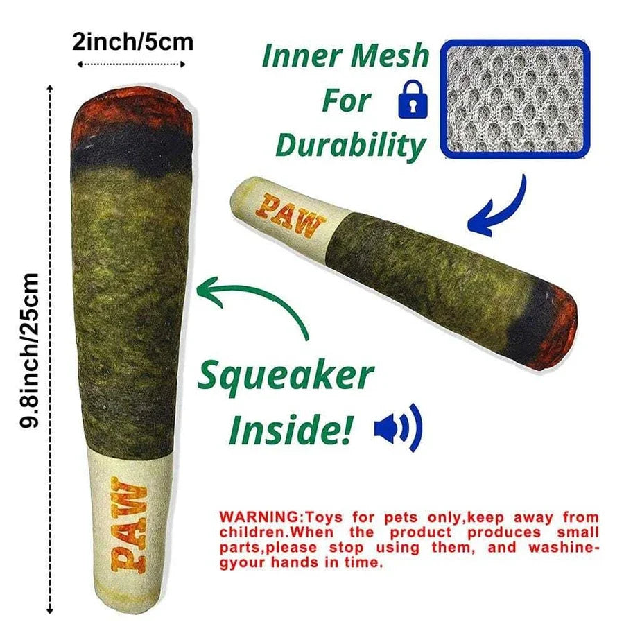 Cigar Plush Squeaky Dog Toy – Funny Chew Toy for Small & Medium Dogs