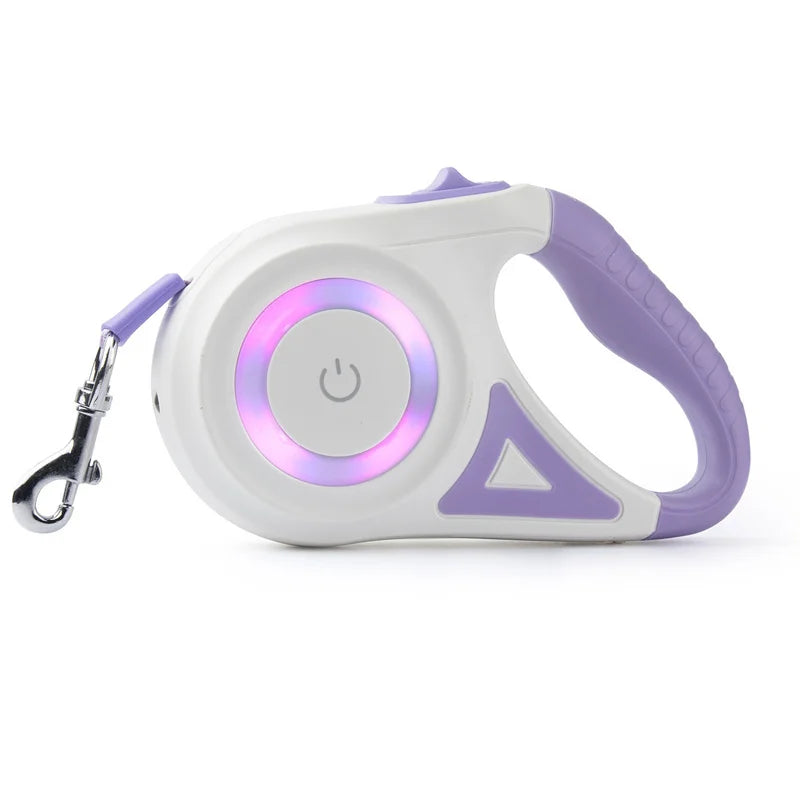 5M Automatic Retractable Dog Leash with LED Flashlight – Durable Nylon Walking Lead