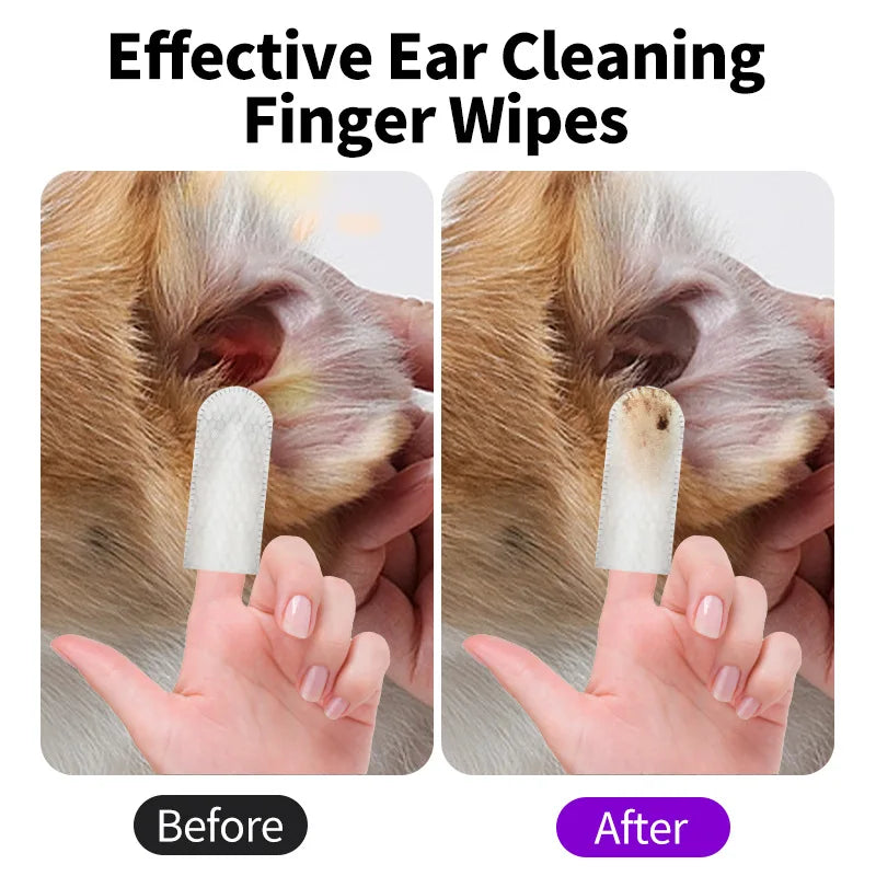 Pet Ear Cleaning Finger Wipes – Mite Removal & Ear Care for Dogs & Cats