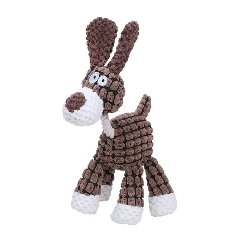 Plush Animal Dog Toy – Squeaky Bite-Resistant Corduroy Toy for Puppies & Dogs