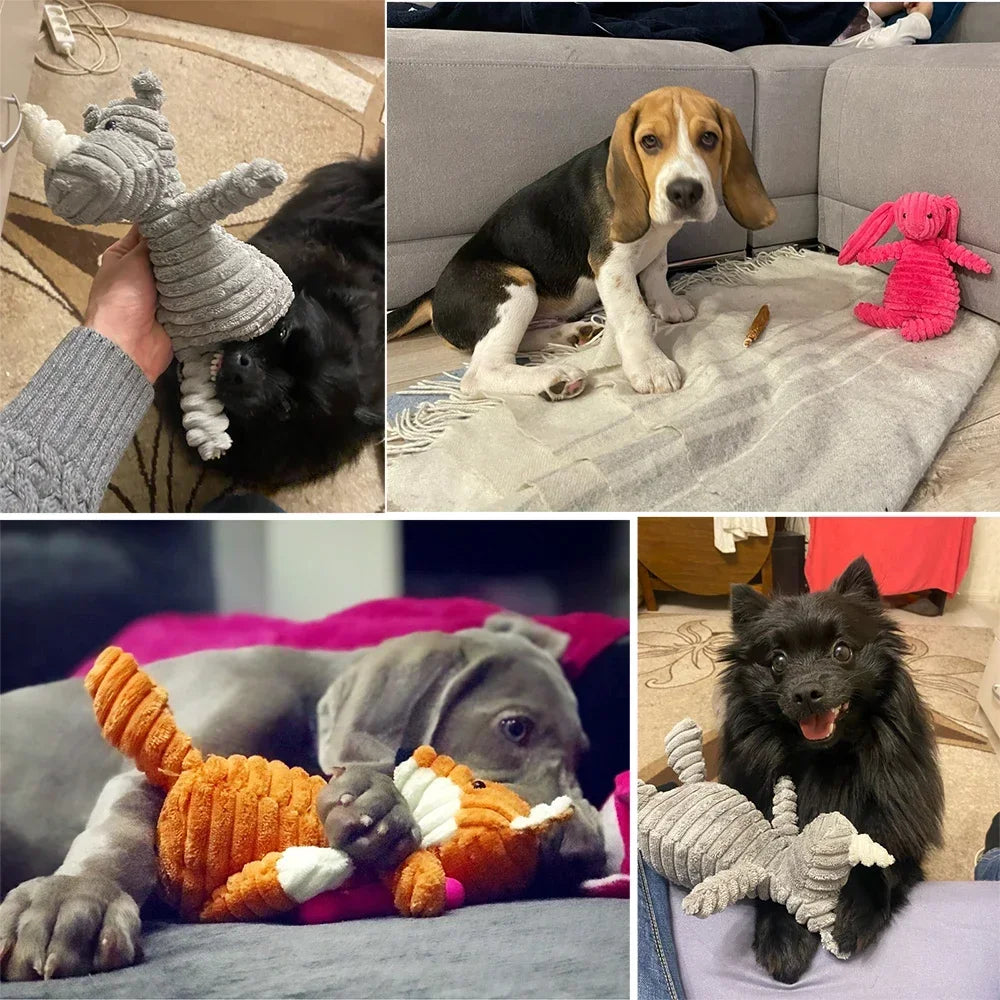 Plush Animal Dog Toy – Squeaky Bite-Resistant Corduroy Toy for Puppies & Dogs