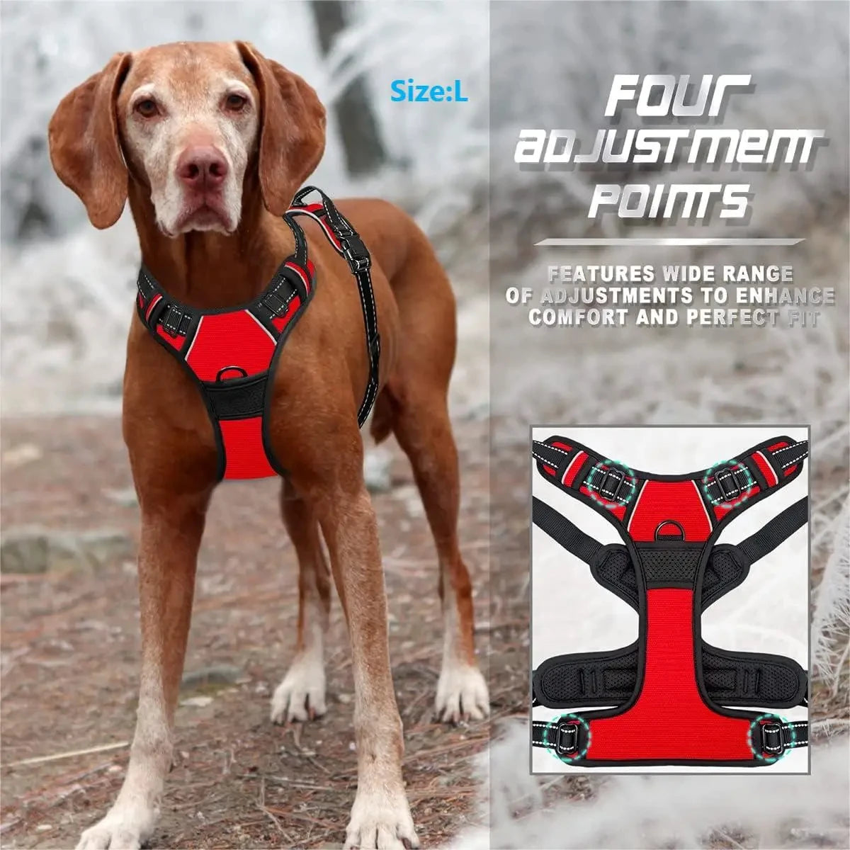 Heavy-Duty No-Pull Dog Harness with Front Clip – Reflective, Easy Control, Ideal for Large Dogs
