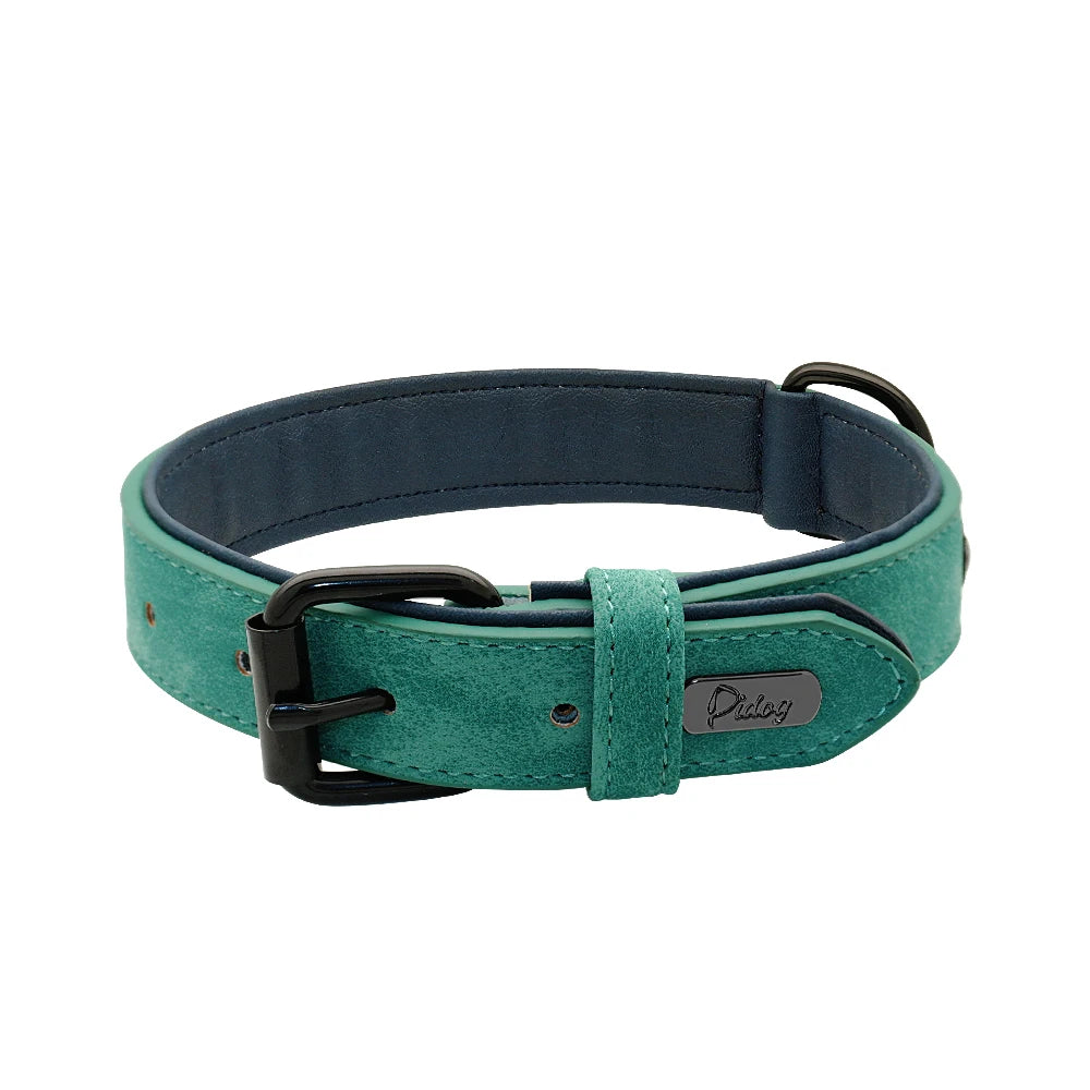 Durable Leather Dog Collar – Soft Padded Collar for Large Breeds