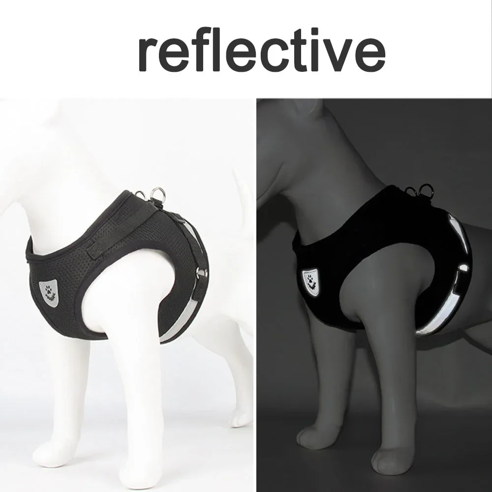 Adjustable Reflective Dog Harness & Leash Set – Escape-Proof Mesh Vest for Small Dogs & Cats
