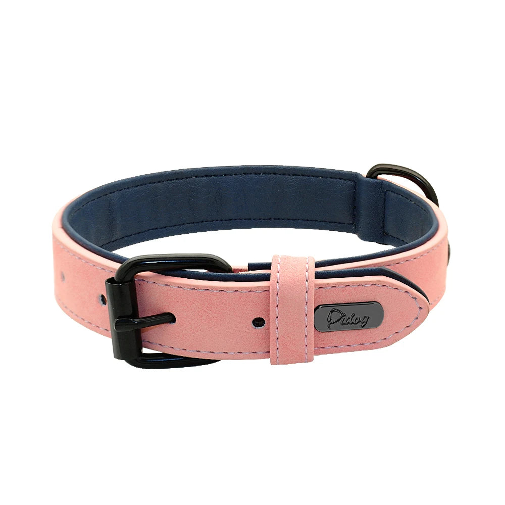 Durable Leather Dog Collar – Soft Padded Collar for Large Breeds