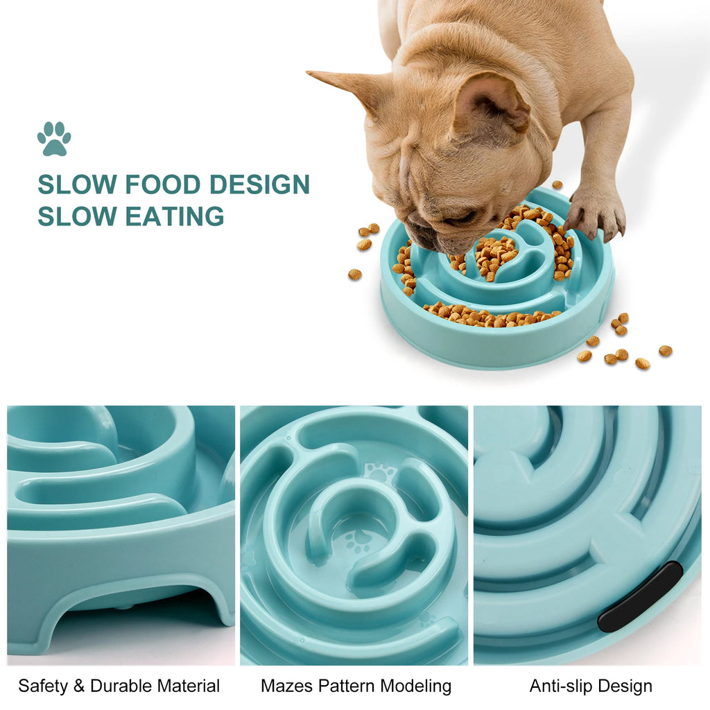 Non-Slip Slow Feeder Dog Bowl – Anti-Gulping Food Dish for All Breeds
