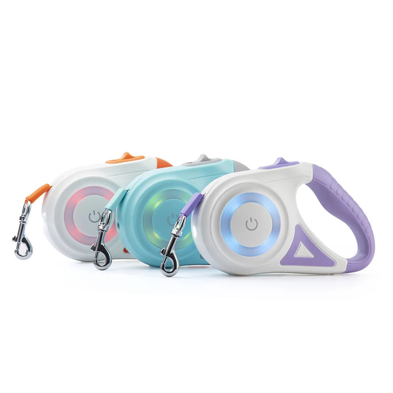 5M Automatic Retractable Dog Leash with LED Flashlight – Durable Nylon Walking Lead