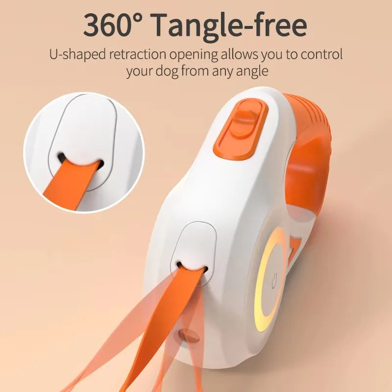 5M Automatic Retractable Dog Leash with LED Flashlight – Durable Nylon Walking Lead