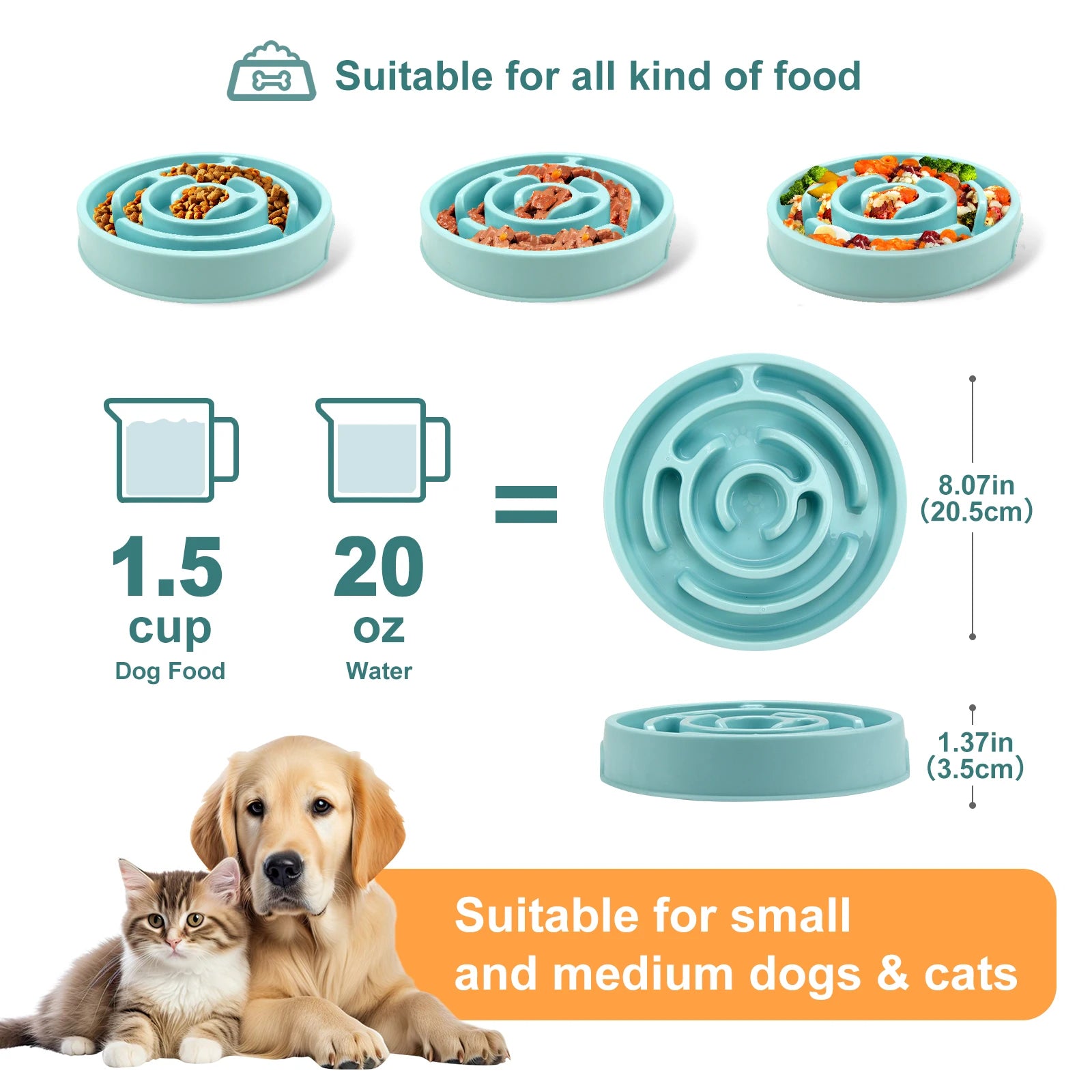 Non-Slip Slow Feeder Dog Bowl – Anti-Gulping Food Dish for All Breeds