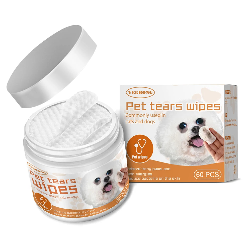 60pcs Pet Eye & Ear Cleaning Wipes – Disposable Grooming Wipes