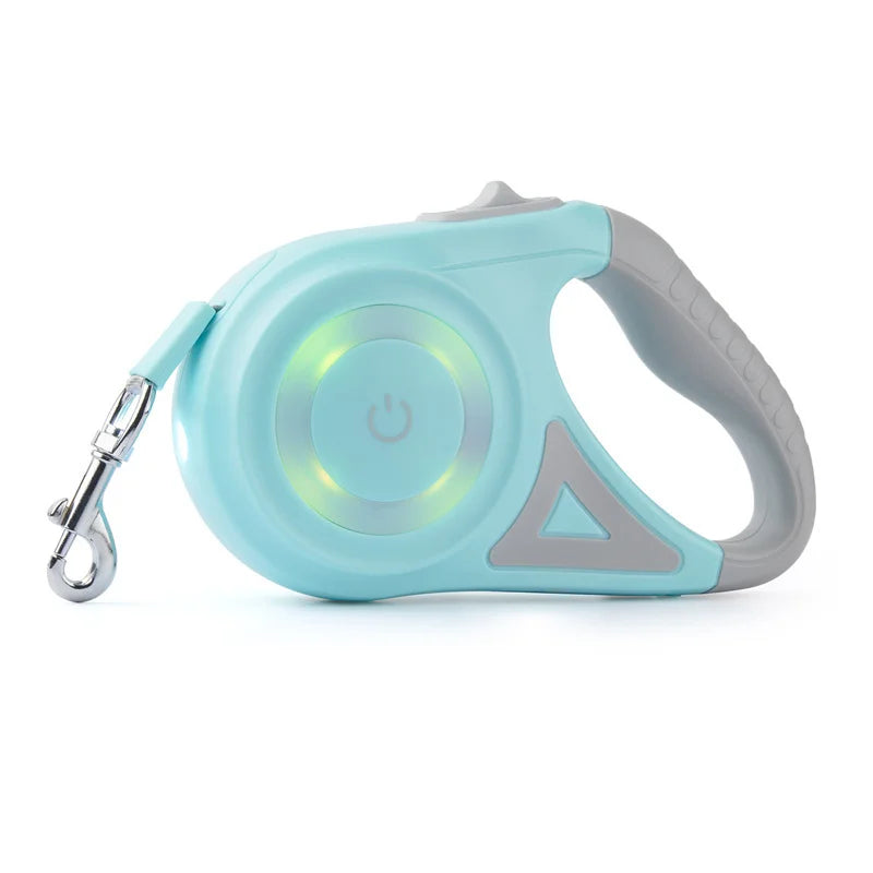 5M Automatic Retractable Dog Leash with LED Flashlight – Durable Nylon Walking Lead