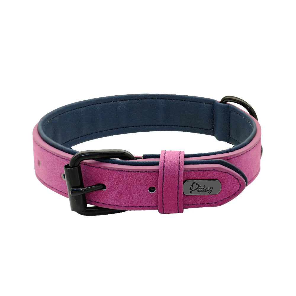 Durable Leather Dog Collar – Soft Padded Collar for Large Breeds