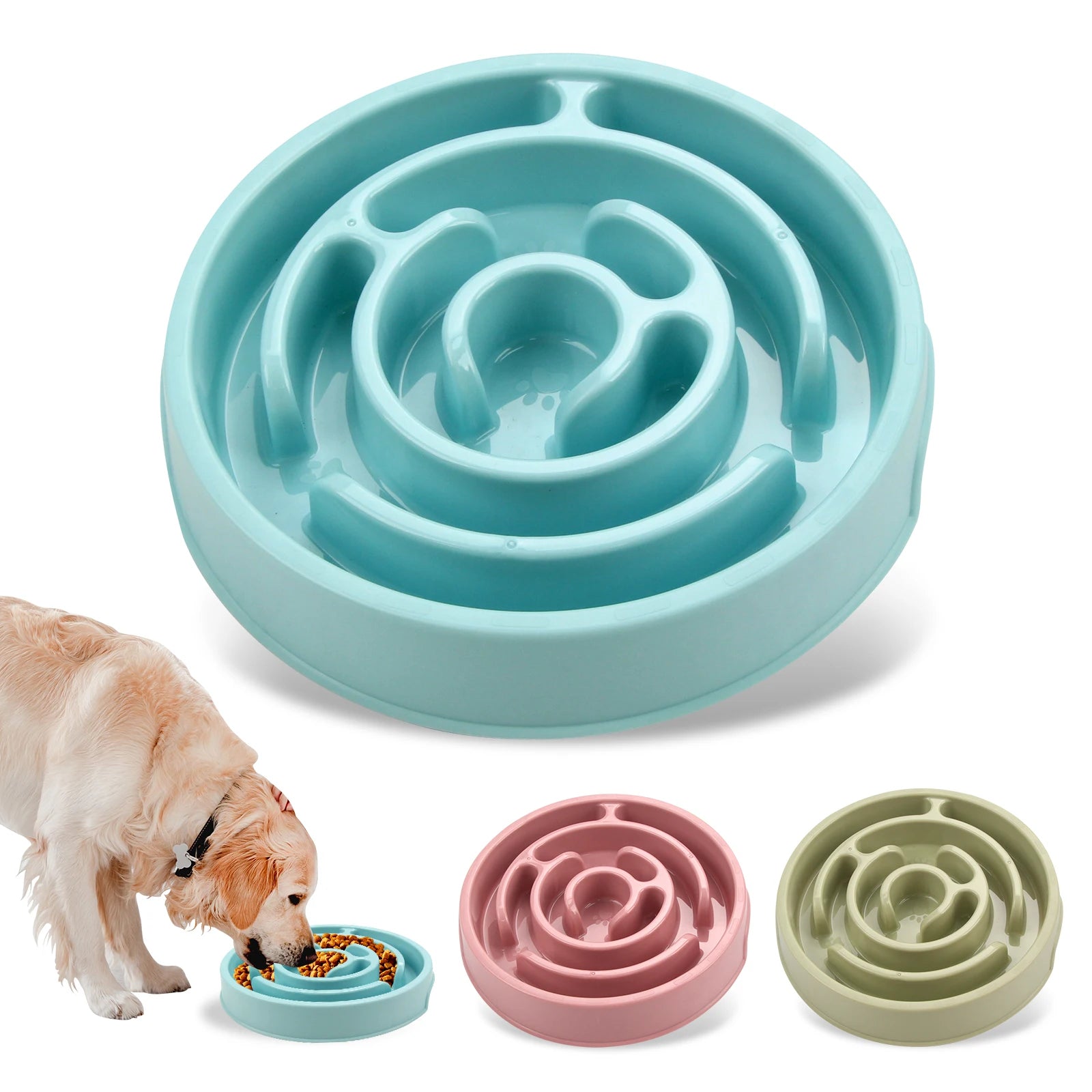 Non-Slip Slow Feeder Dog Bowl – Anti-Gulping Food Dish for All Breeds