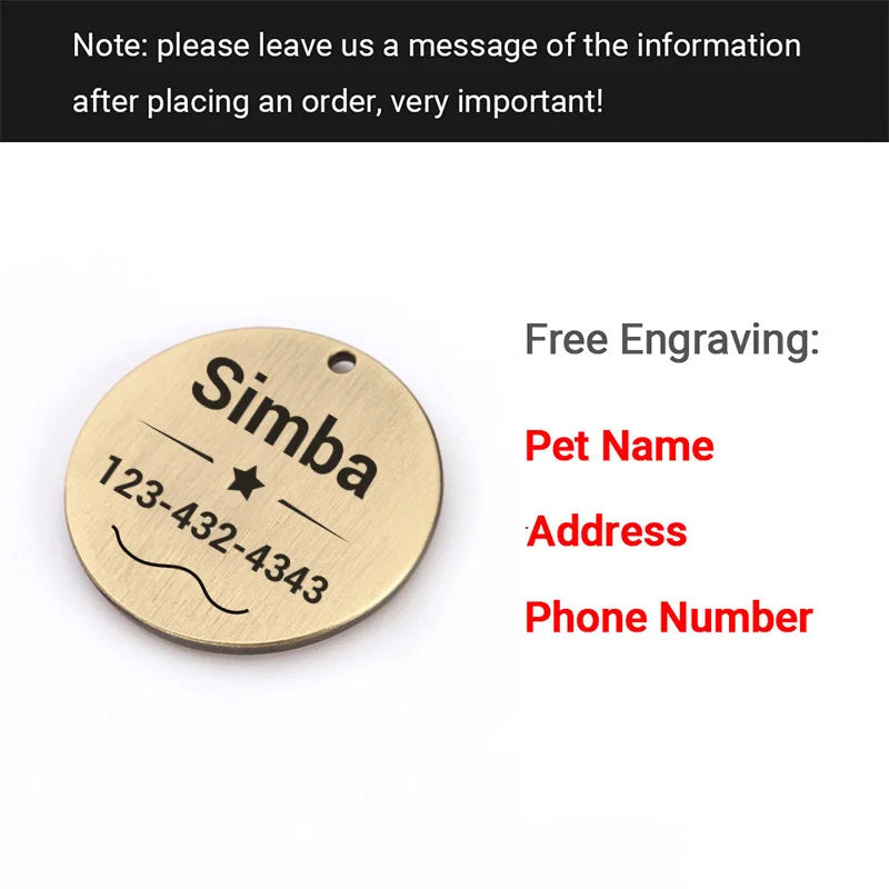 Custom Engraved Pet ID Tag – Personalized Nameplate for Dogs & Cats