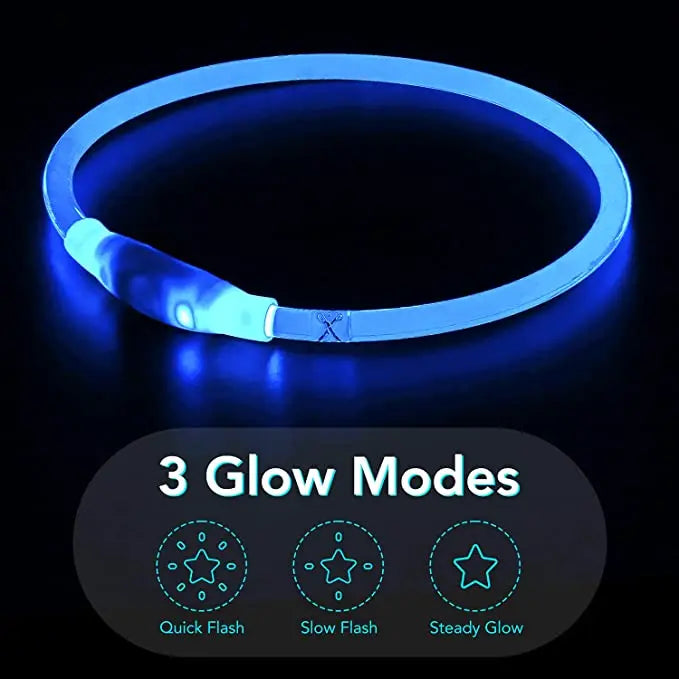 LED Glowing Pet Collar – Rechargeable Night Safety Light for Dogs & Cats