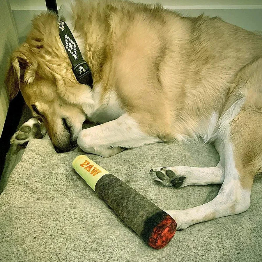 Cigar Plush Squeaky Dog Toy – Funny Chew Toy for Small & Medium Dogs