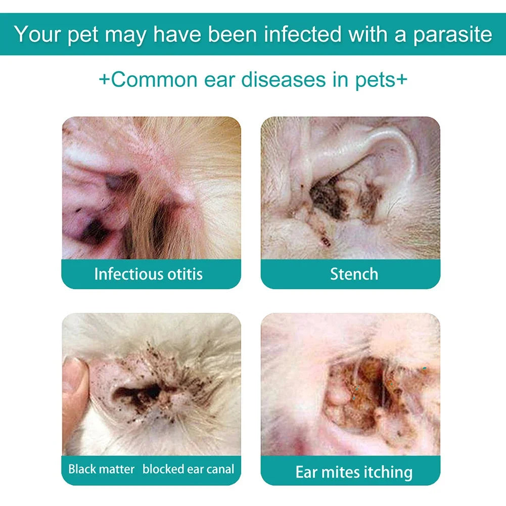 30ml Pet Ear Cleaning Solution – Mite & Odor Removal for Dogs & Cats