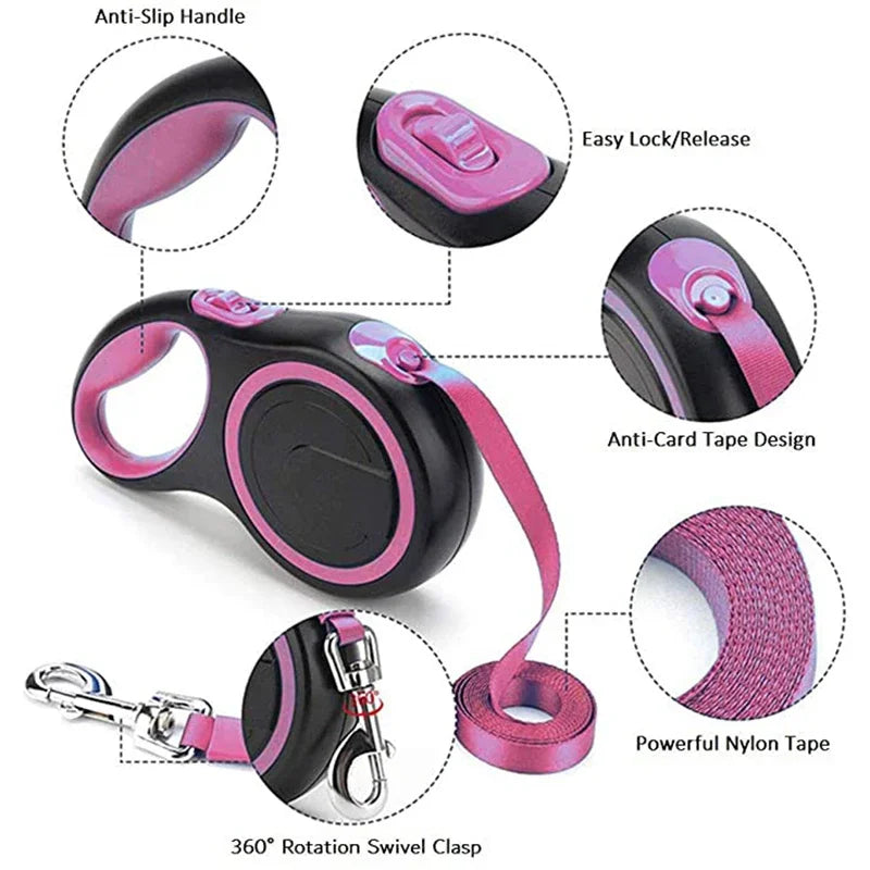 Durable Retractable Dog Leash – 3M/5M/8M Automatic Extendable Lead for Small to Large Dogs