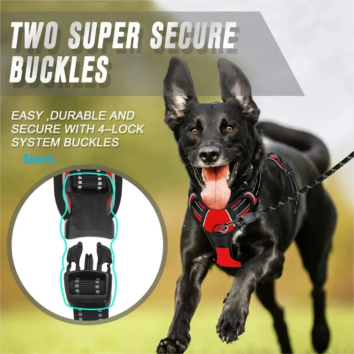 Heavy-Duty No-Pull Dog Harness with Front Clip – Reflective, Easy Control, Ideal for Large Dogs