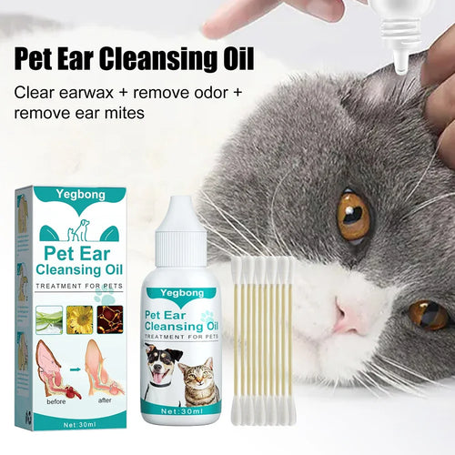 30ml Pet Ear Cleaning Solution – Mite & Odor Removal for Dogs & Cats