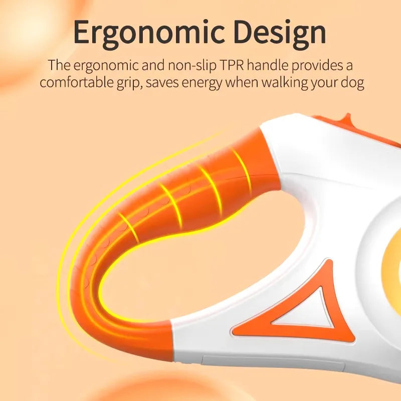 5M Automatic Retractable Dog Leash with LED Flashlight – Durable Nylon Walking Lead