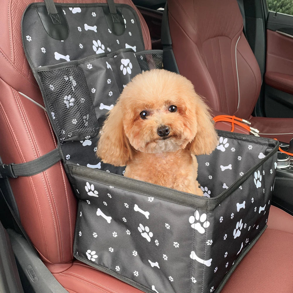 Folding Dog Car Seat with Storage Pockets – Hammock Basket for Small & Medium Dogs