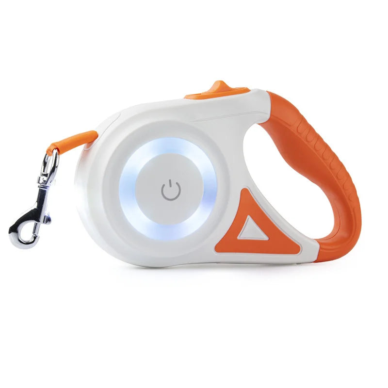 5M Automatic Retractable Dog Leash with LED Flashlight – Durable Nylon Walking Lead