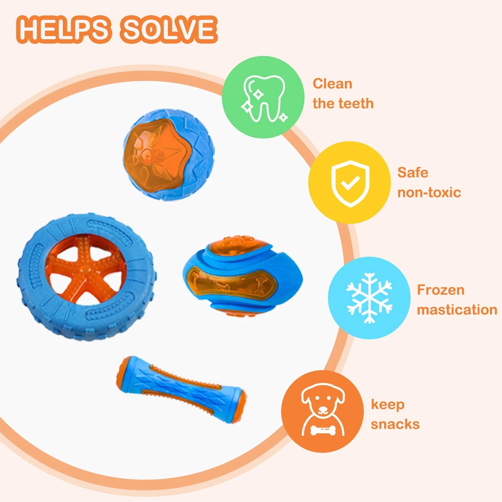 Multifunctional Rubber Dog Toy Set – Interactive Squeaky Wheel, Ball & Chew Toys for Large Breeds