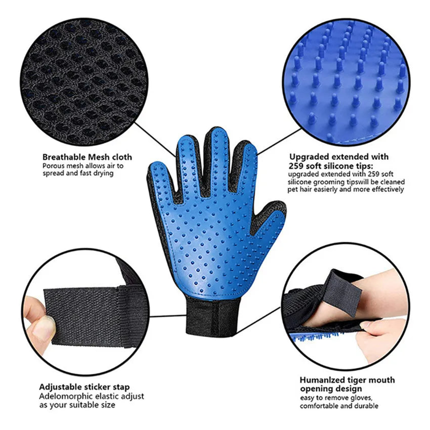 PROSTORMER Pet Grooming Glove – Silicone Deshedding Brush for Dogs & Cats