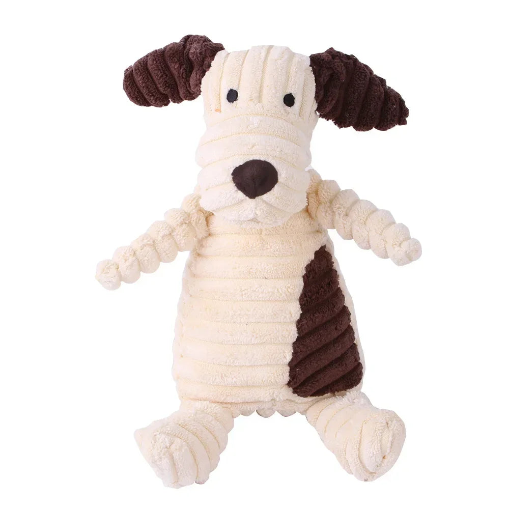 Plush Animal Dog Toy – Squeaky Bite-Resistant Corduroy Toy for Puppies & Dogs