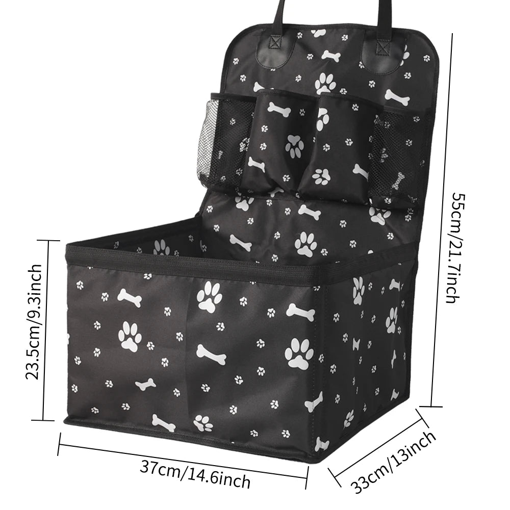 Folding Dog Car Seat with Storage Pockets – Hammock Basket for Small & Medium Dogs