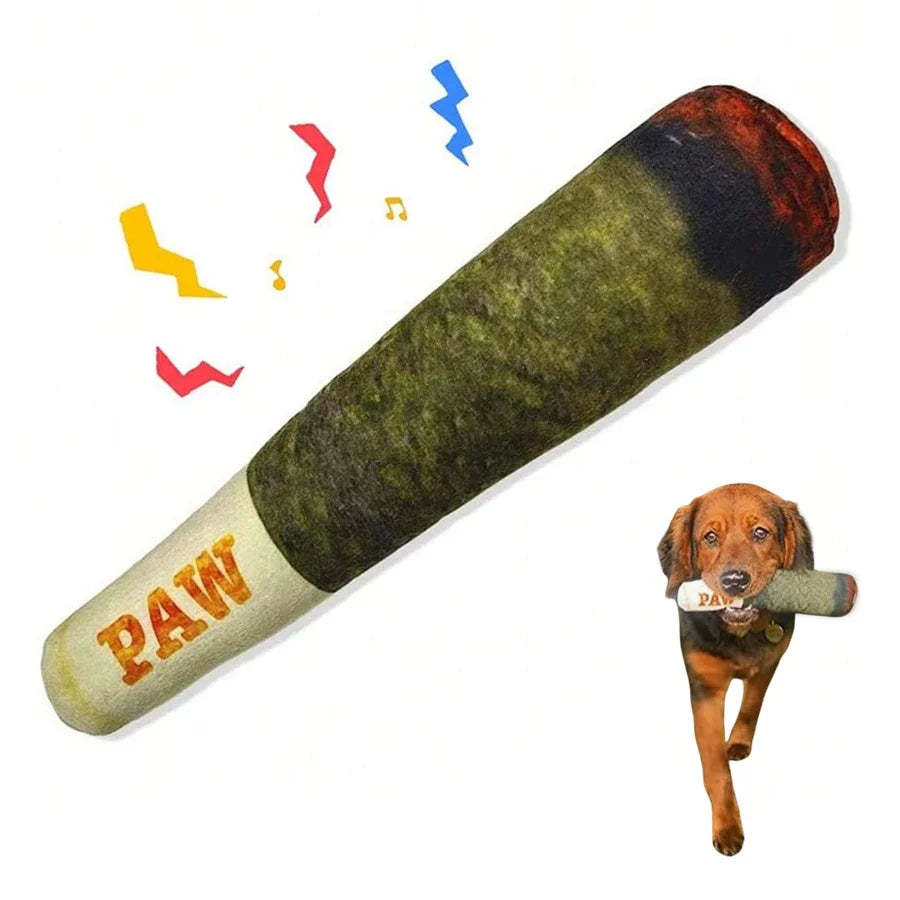 Cigar Plush Squeaky Dog Toy – Funny Chew Toy for Small & Medium Dogs