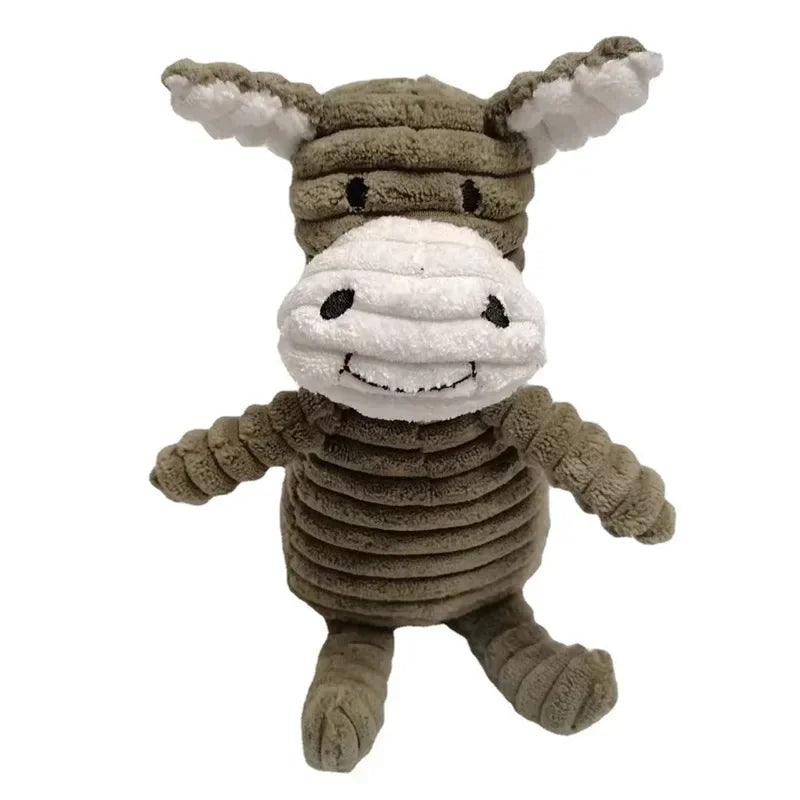 Plush Animal Dog Toy – Squeaky Bite-Resistant Corduroy Toy for Puppies & Dogs