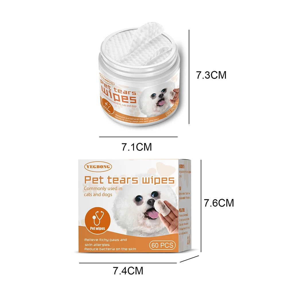 60pcs Pet Eye & Ear Cleaning Wipes – Disposable Grooming Wipes