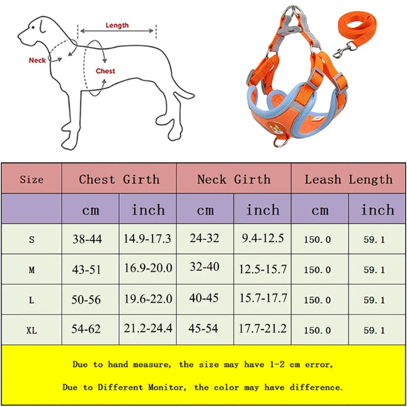 No Pull Adjustable Dog Harness and Leash Set – Reflective Mesh Walking Vest for Small Dogs