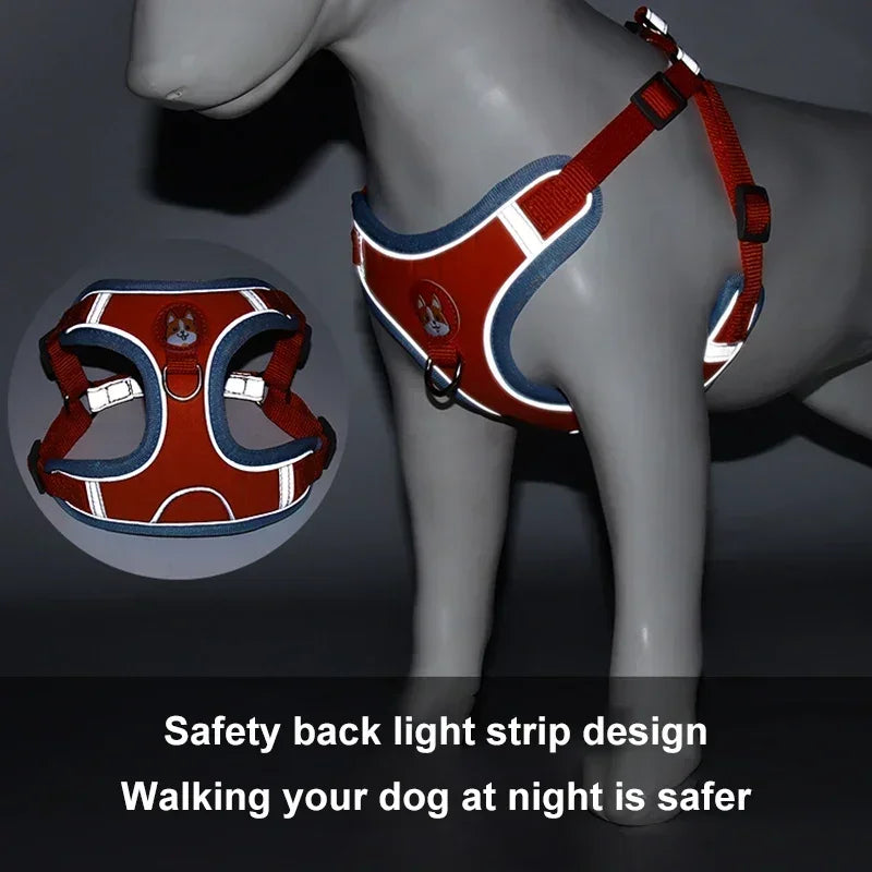 No Pull Adjustable Dog Harness and Leash Set – Reflective Mesh Walking Vest for Small Dogs