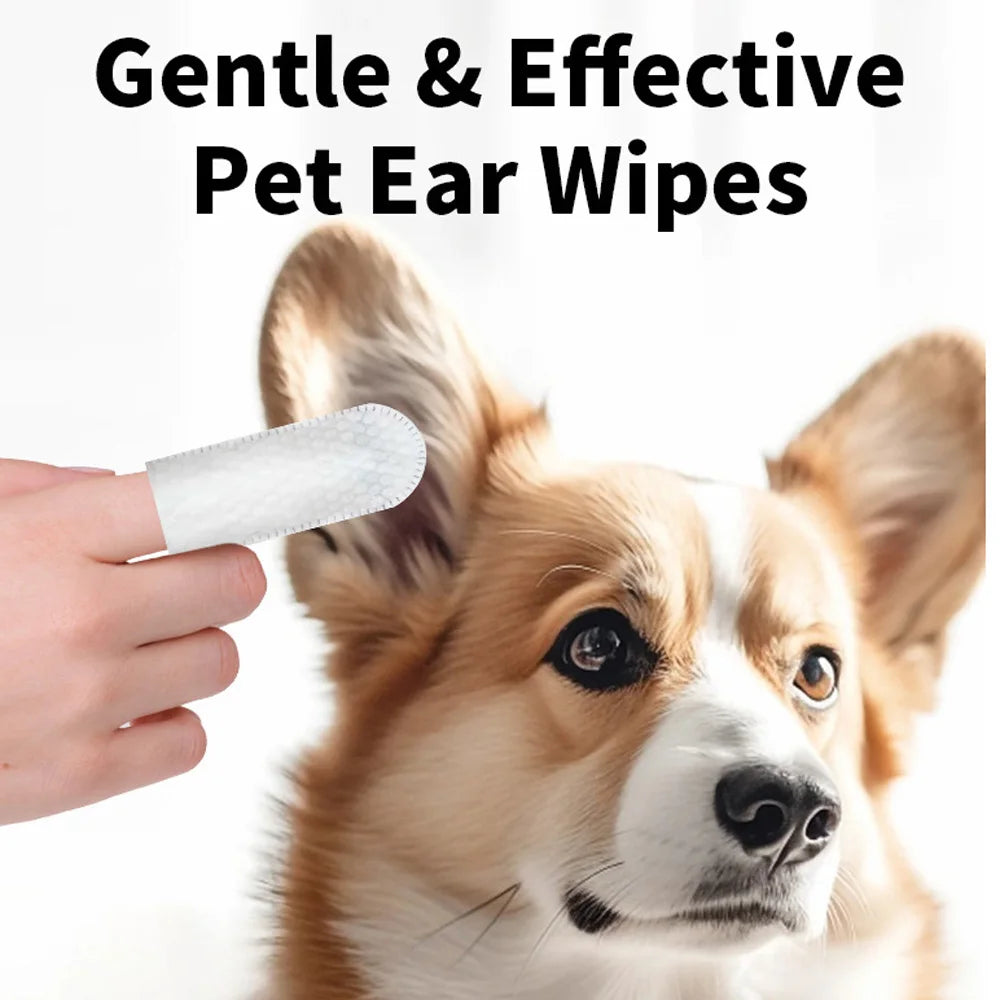 Pet Ear Cleaning Finger Wipes – Mite Removal & Ear Care for Dogs & Cats