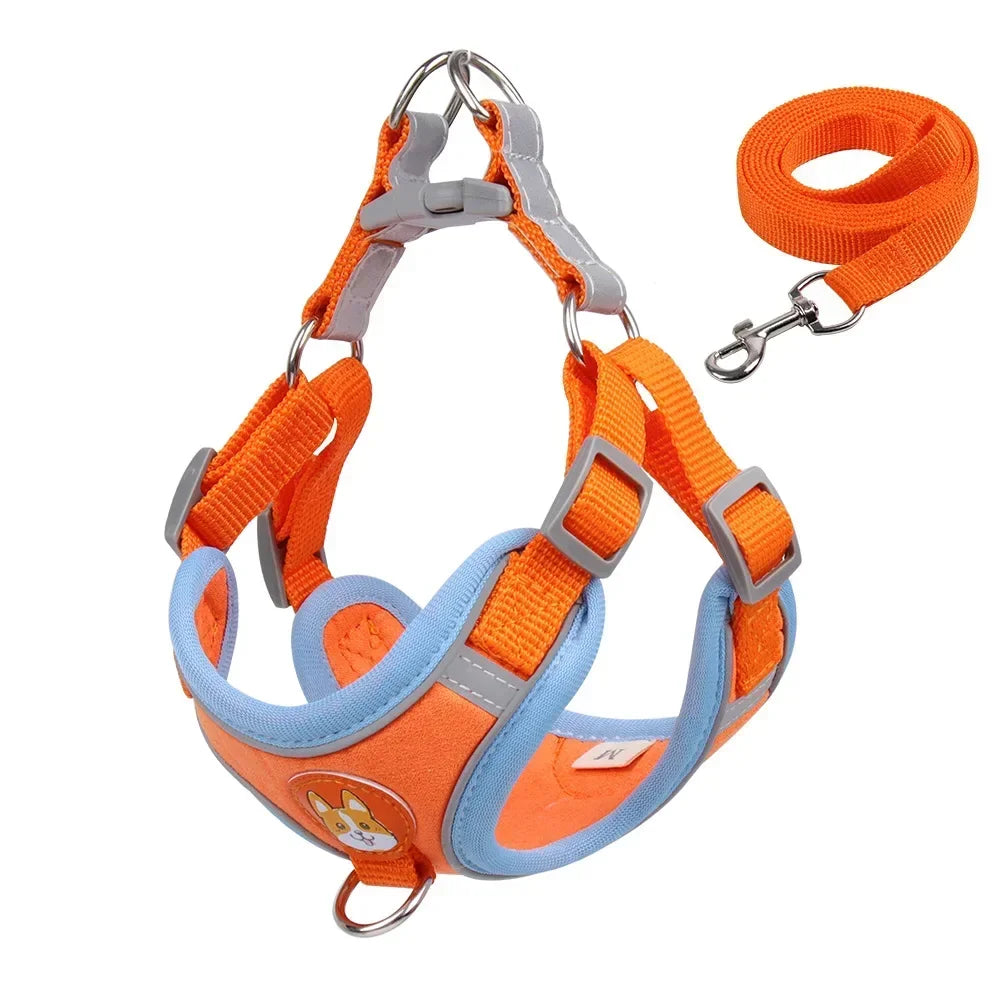 No Pull Adjustable Dog Harness and Leash Set – Reflective Mesh Walking Vest for Small Dogs