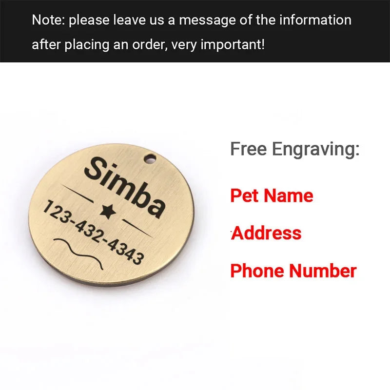 Custom Engraved Pet ID Tag – Personalized Nameplate for Dogs & Cats